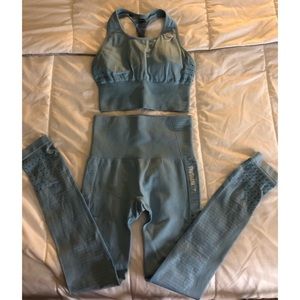 Gym Shark Baby Blue Sports Bra and Leggings Set